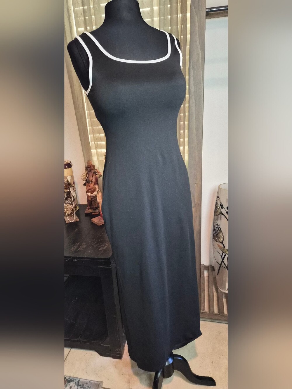 Classic Black Sleeveless Maxi Dress  #0236